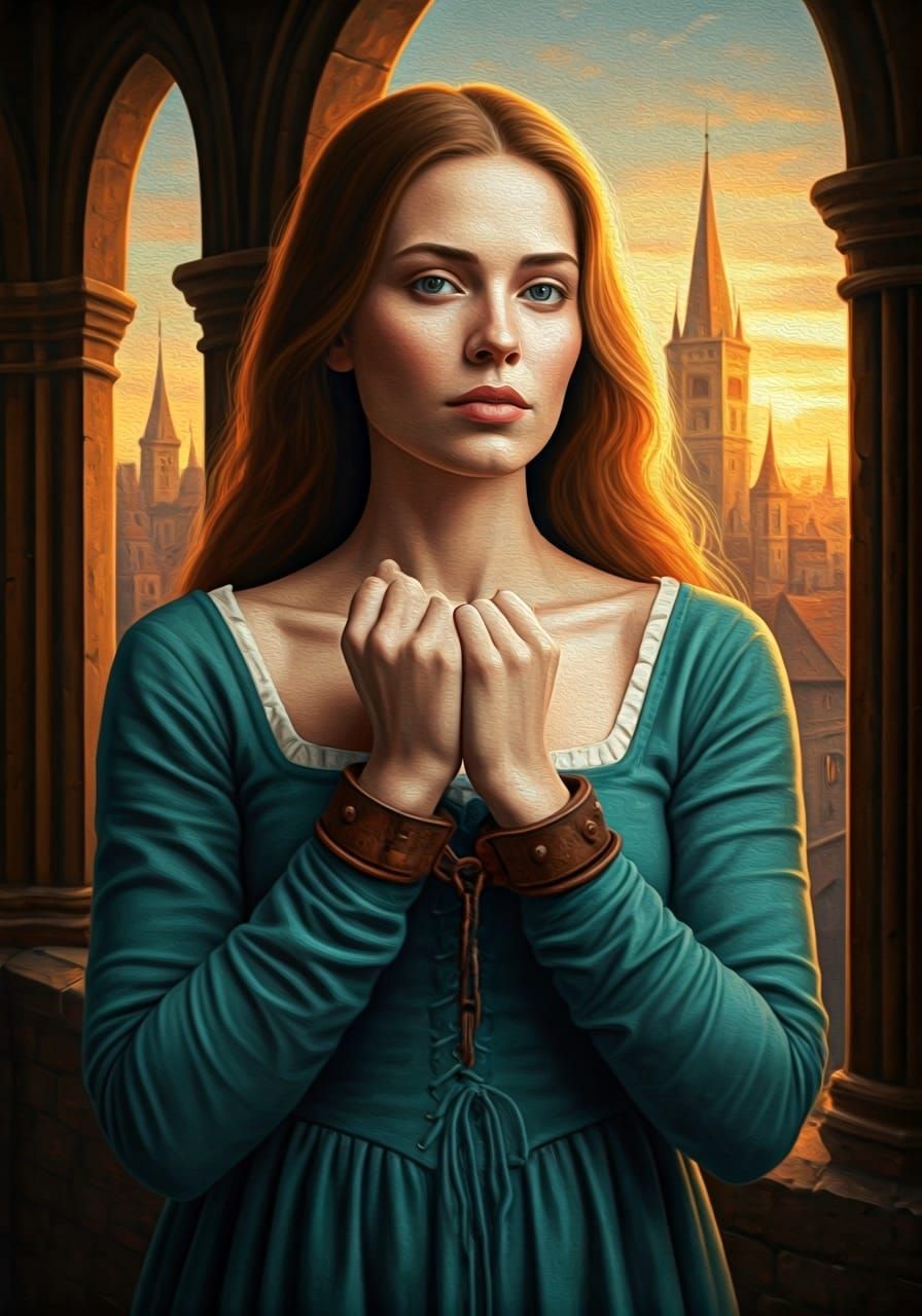 Medieval Woman in Handcuffs: Fine Art Portrait
