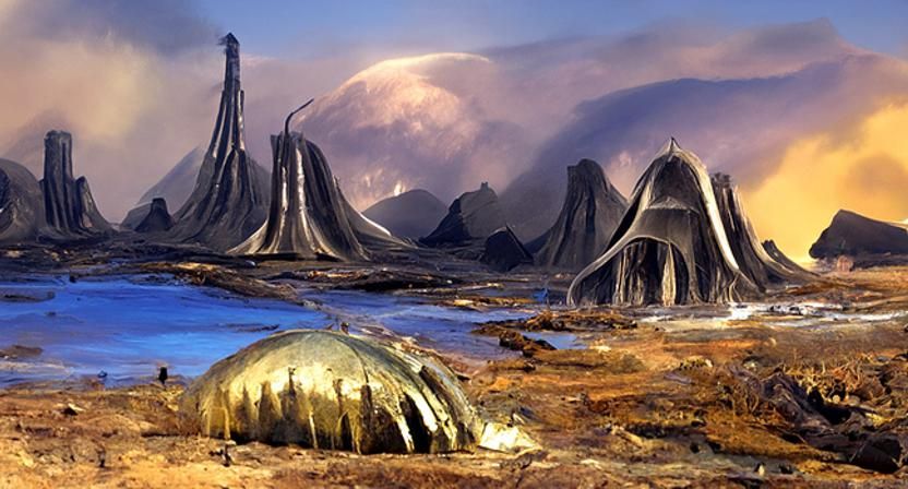 Extraterrestrial Landscape Concept Art in Science Fantasy St...