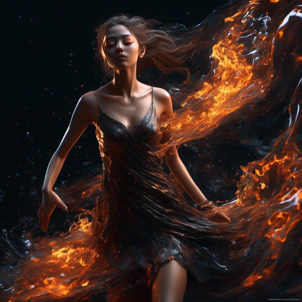 Fiery Dancer in Hyperreal 3D Animation