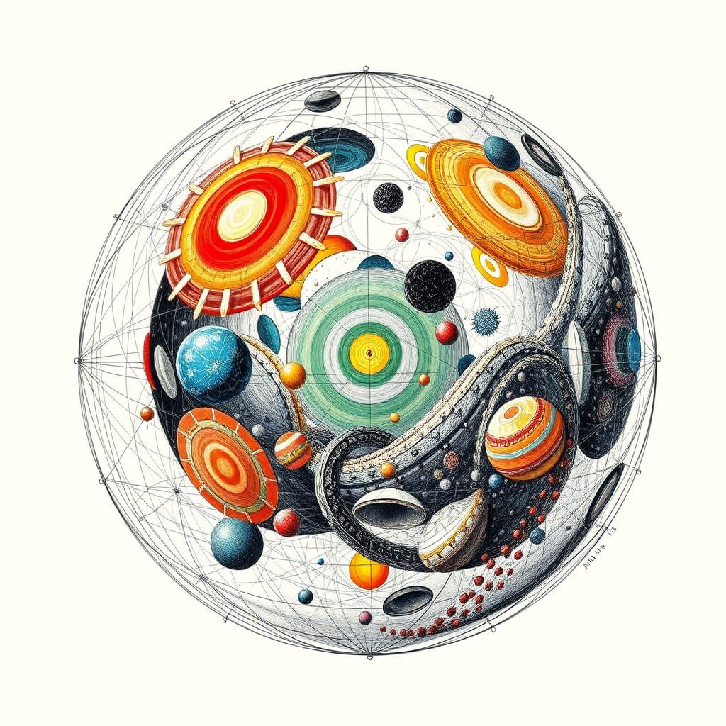 Exotic Sphere: Surreal Scientific Impasto Illustration