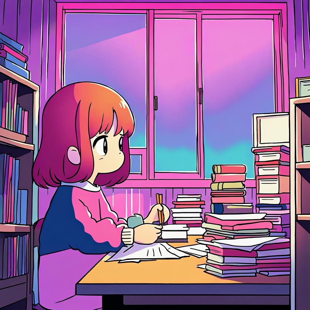 Cozy Lofi Anime Illustration in Studio Trigger Style