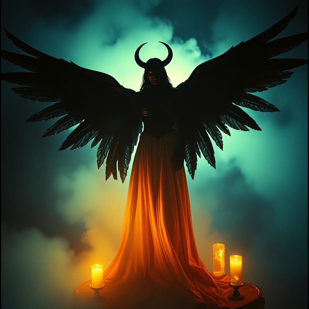 Ethereal Angel in Dark Cinematic Portrait