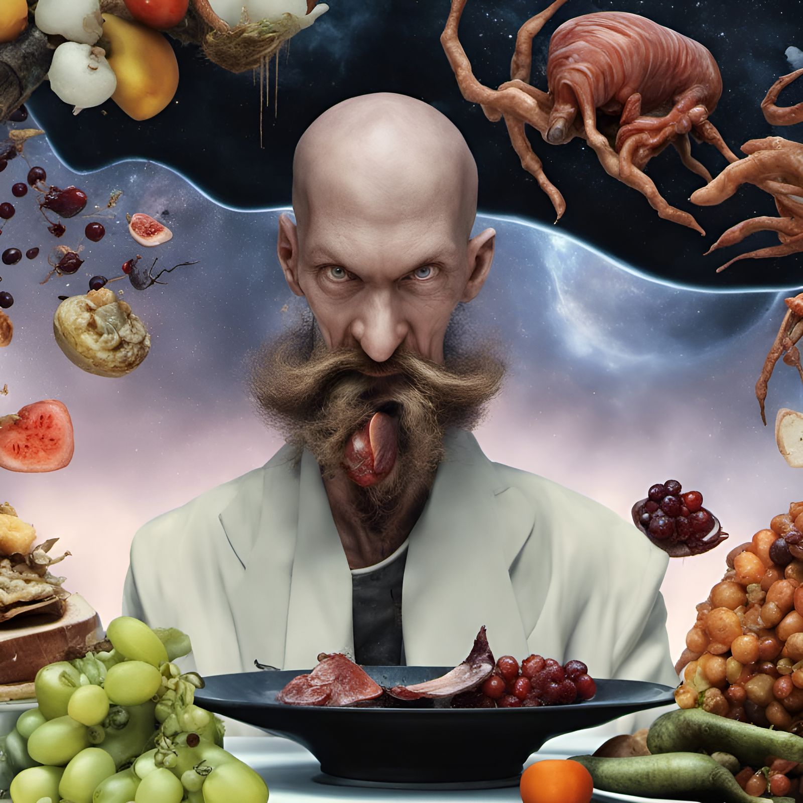 Bizarre Alien Feast in Hyperrealistic Detail