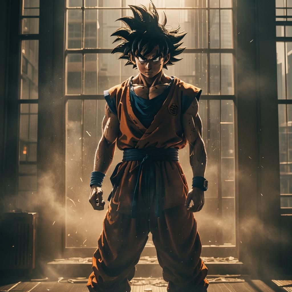 Goku's Solitary Discipline in Skyscraper, Cinematic Still