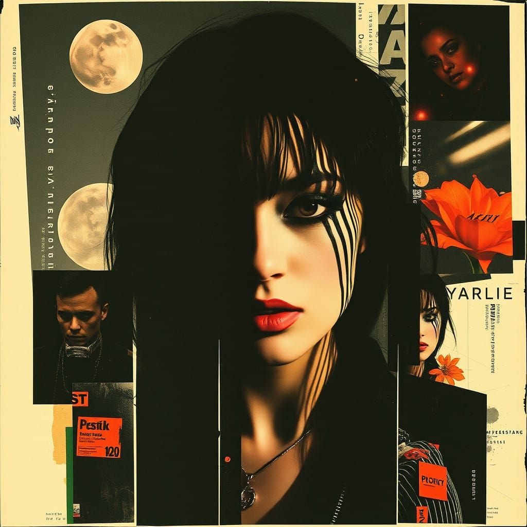 Darkwave Woman in Noir Yardie Collage