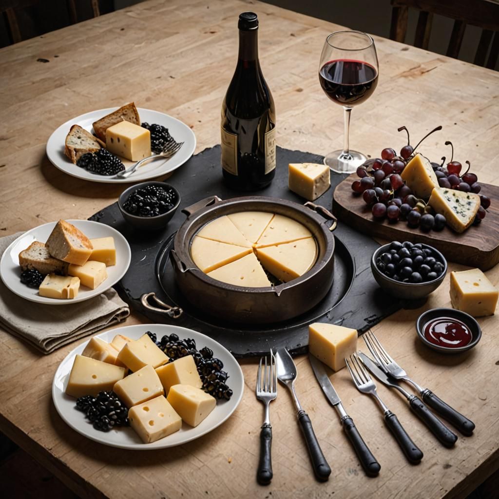 Create vile, dark cheese. Show it as chunks, slices, and a b...