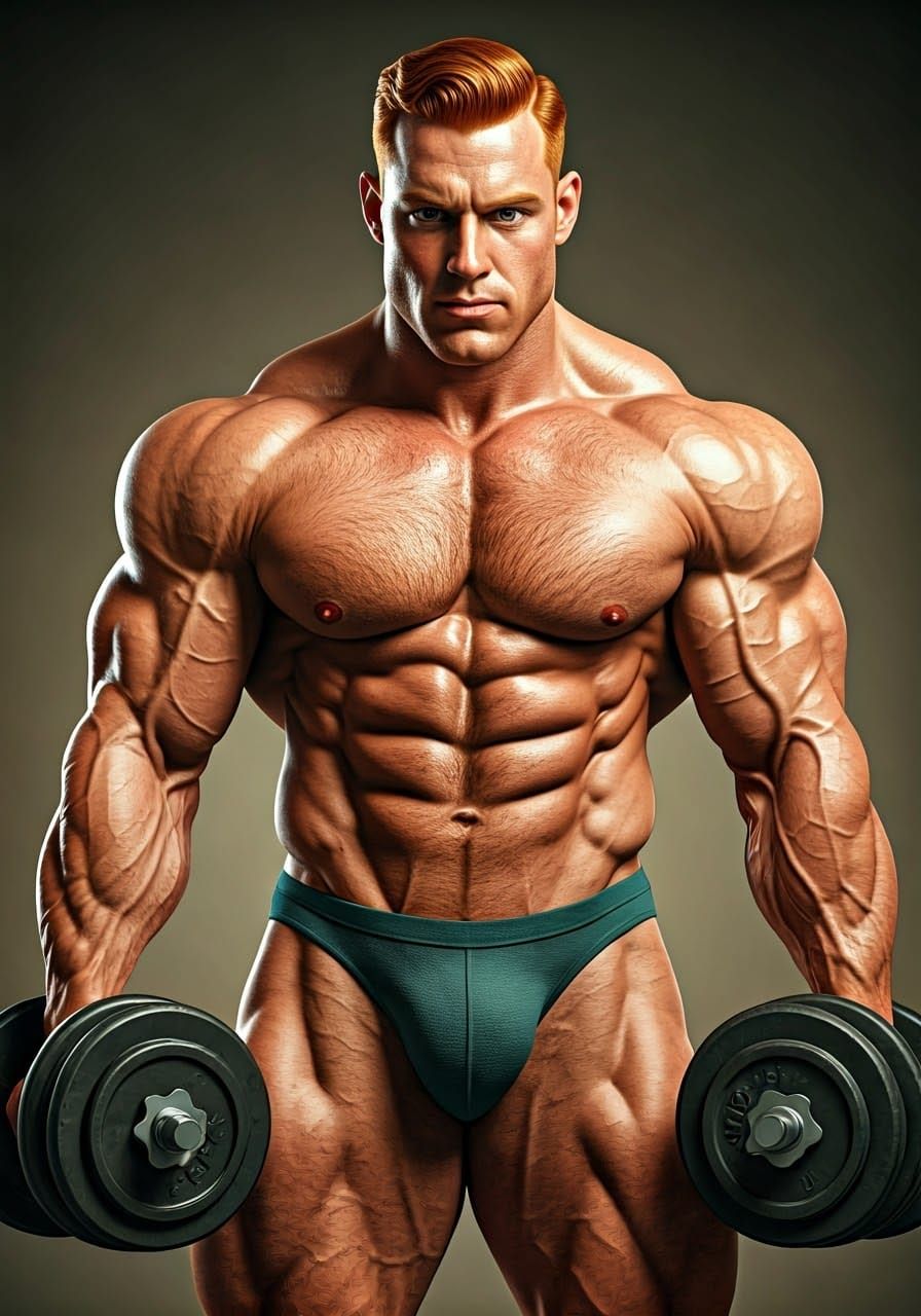 Vintage Bodybuilder as 1950s Magazine Cover