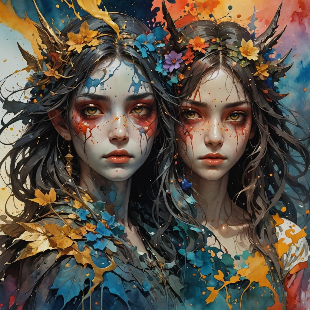 Angelic Demon in Hyperdetailed Splash Art Style