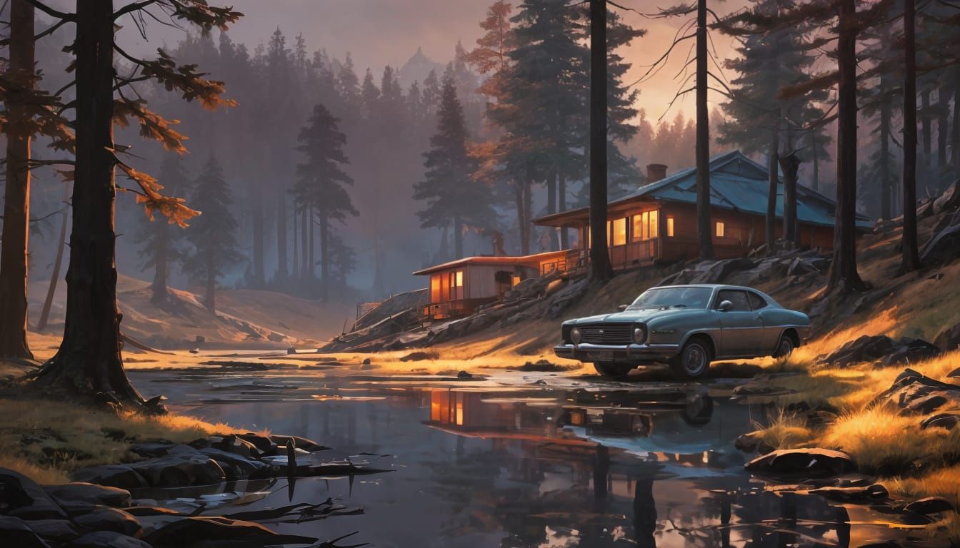 Classical Landscape Dreamscape with Soft Brushstrokes