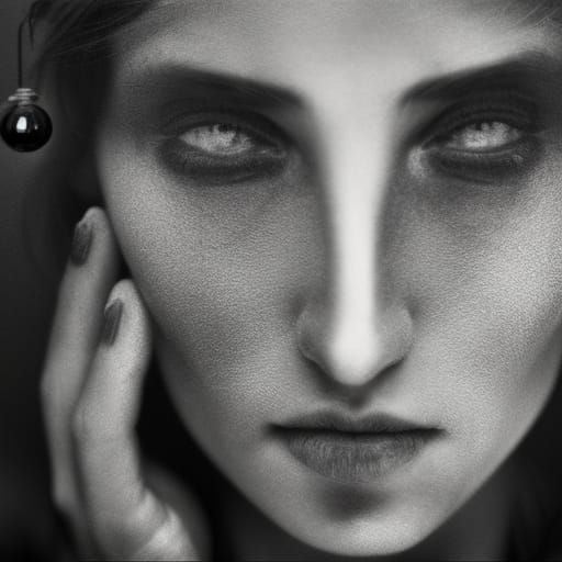 Elegant Obsidian Goddess Portrait in Mystical Temple