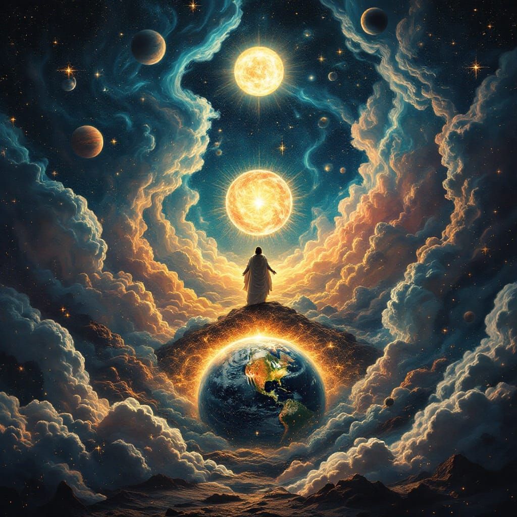 Biblical Creation Scene in Art Nouveau Style