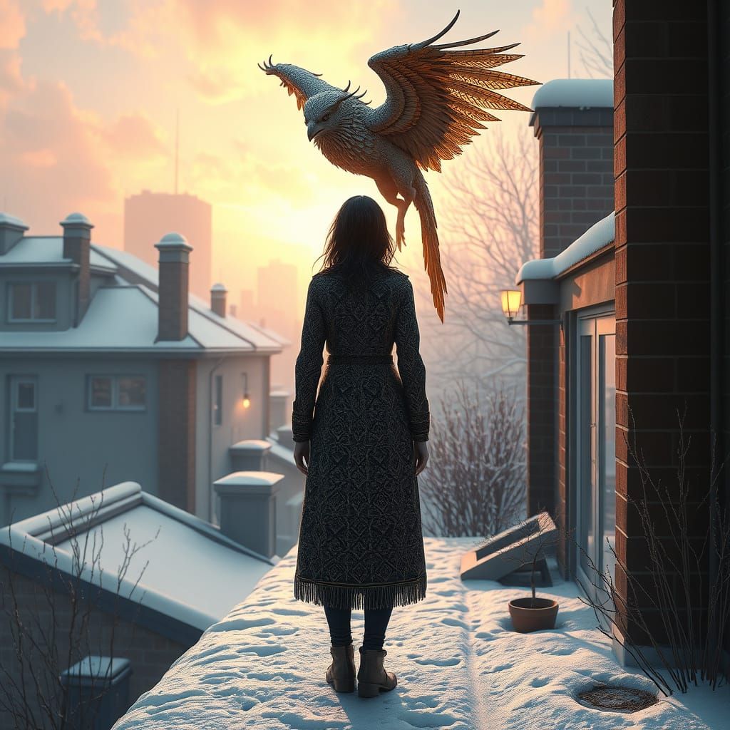 Surreal Harpy Confronts Modern City Dwellers in Vibrant 8k C...