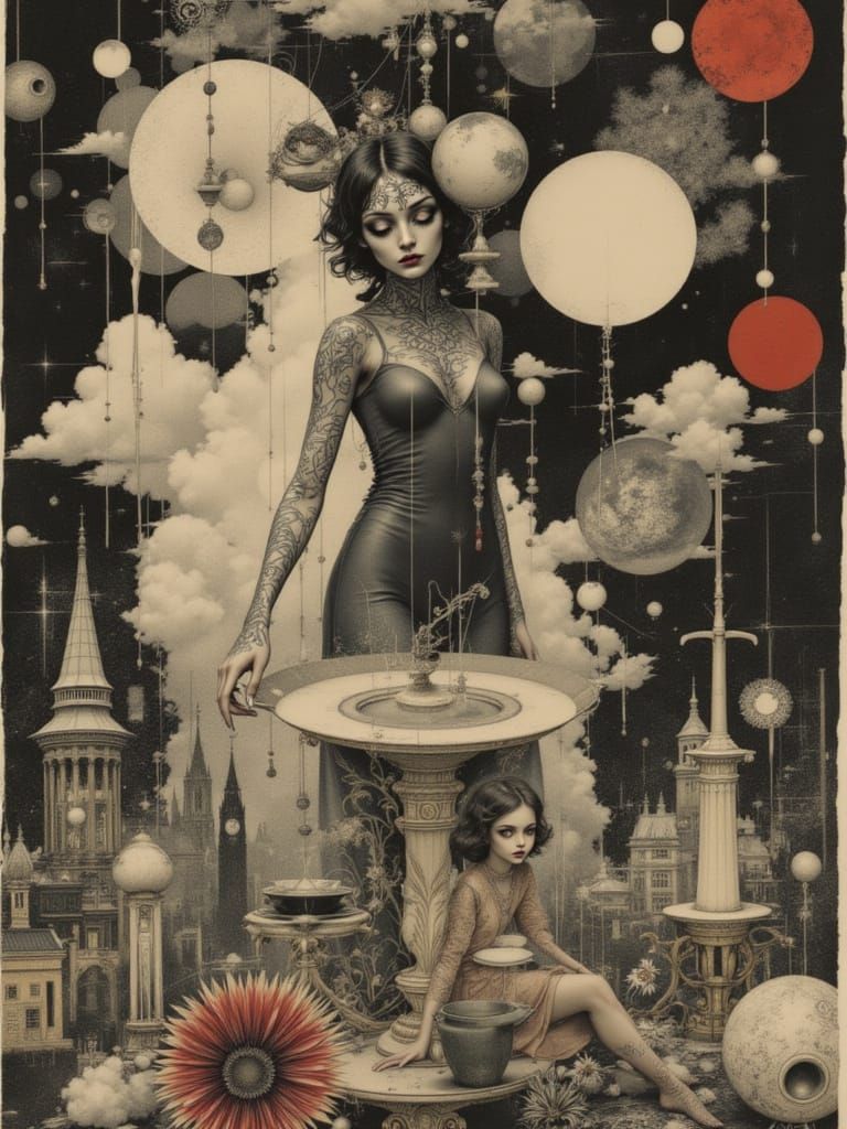 Surreal Astral Dreamscape with Floating Planets