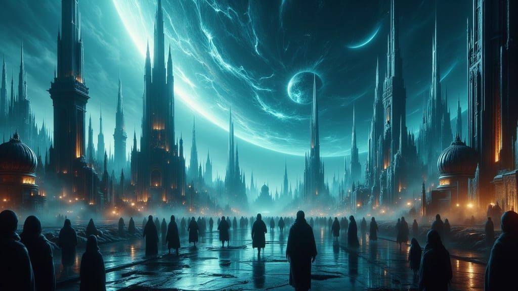 Cyberpunk Middle-Eastern Colony on Alien Exomoon