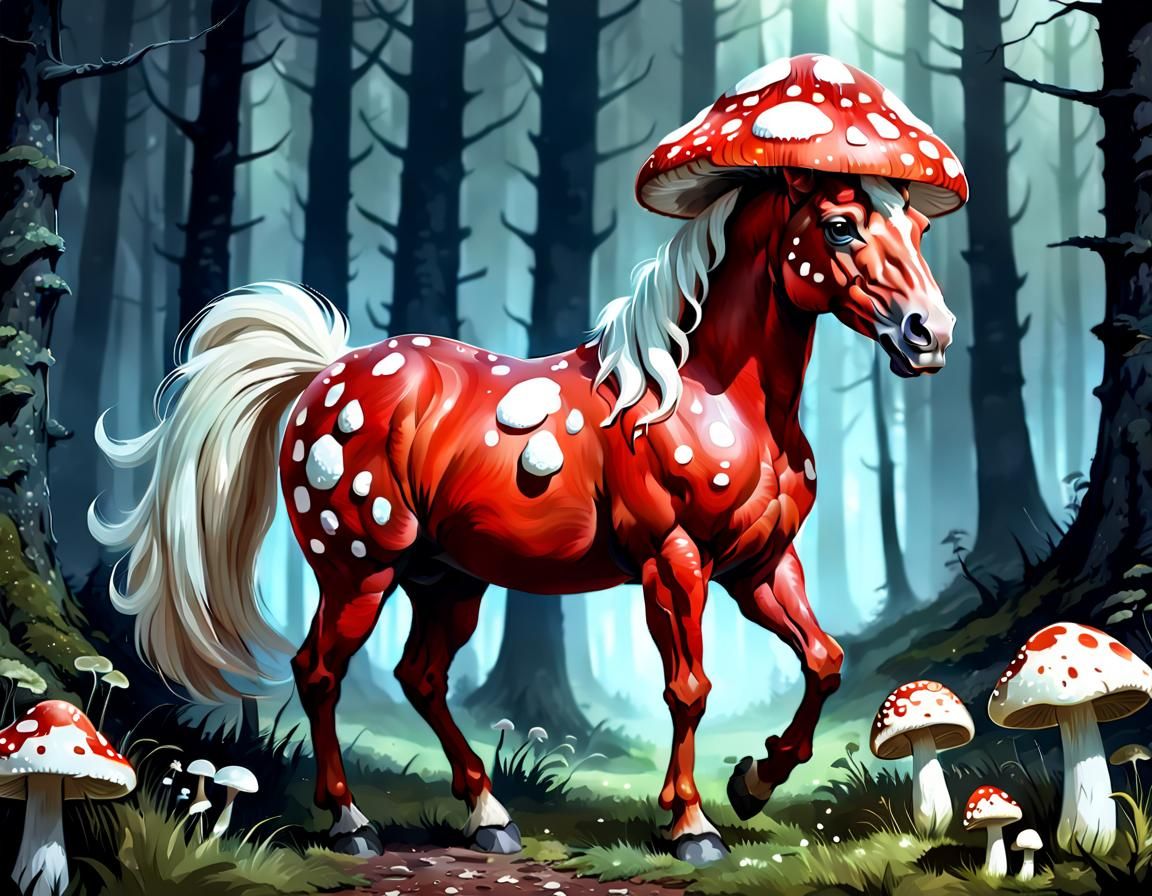 Fantasy Mushroom Horse Creature Concept Art