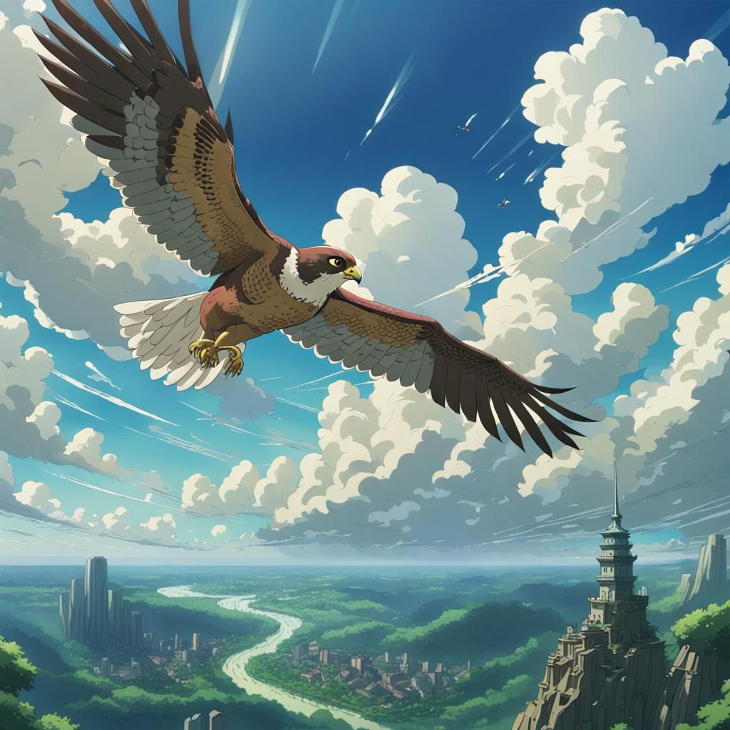 Falcon in Flight: Studio Ghibli Anime Visual