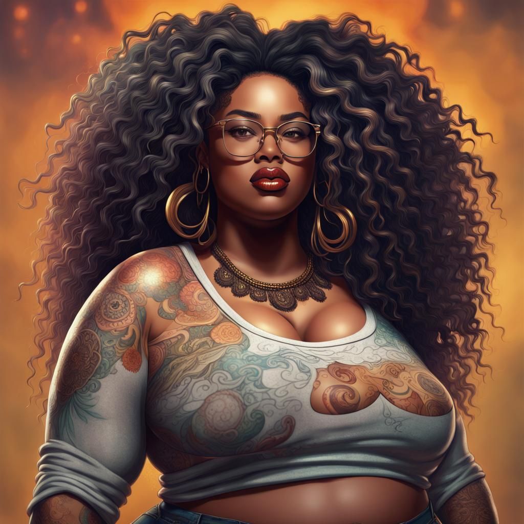 Afro-Latina Plus Size Woman in Detailed 3D Illustration