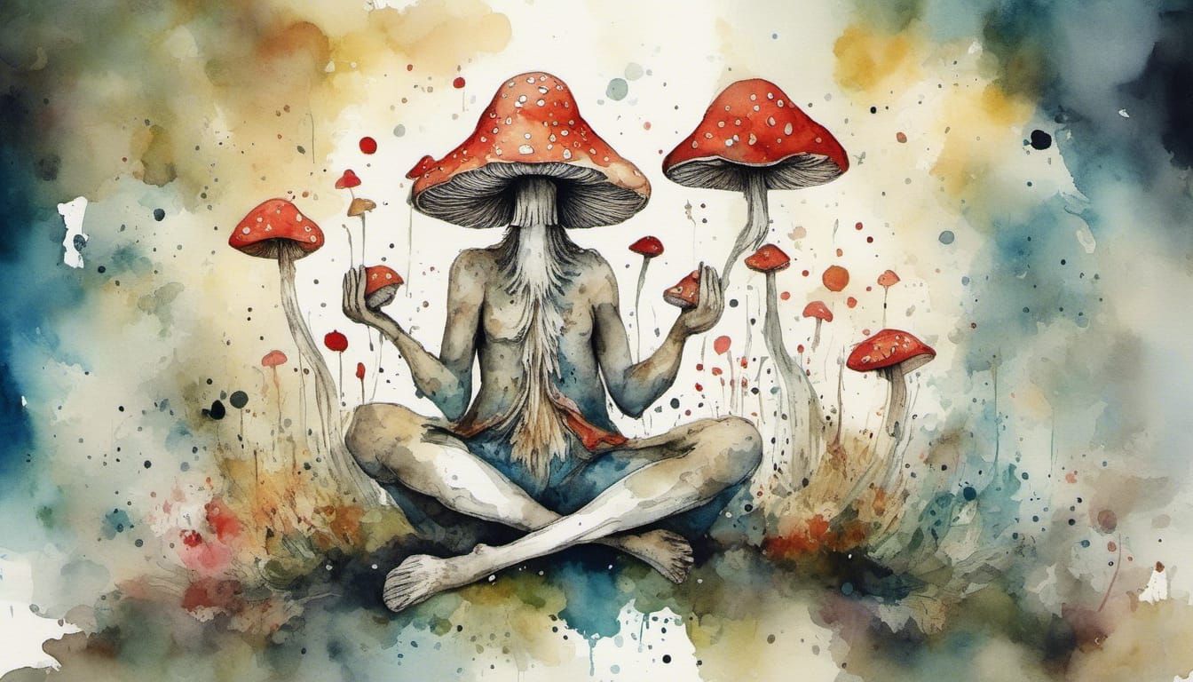 Zen Mushroom Warrior: Serenity and Strength in Digital Art