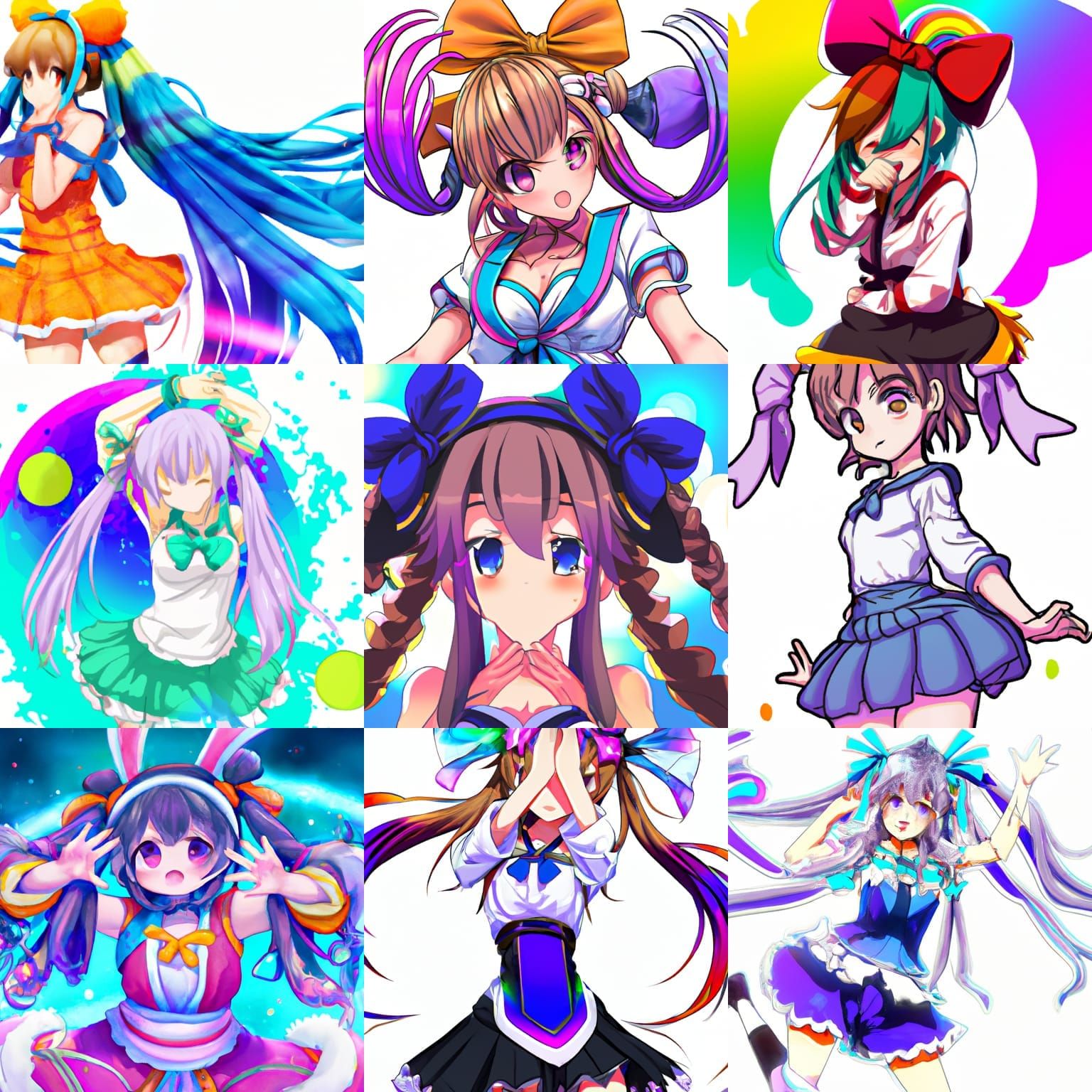 Psychedelic Anime Girl with Osage Hairstyle Manga Art