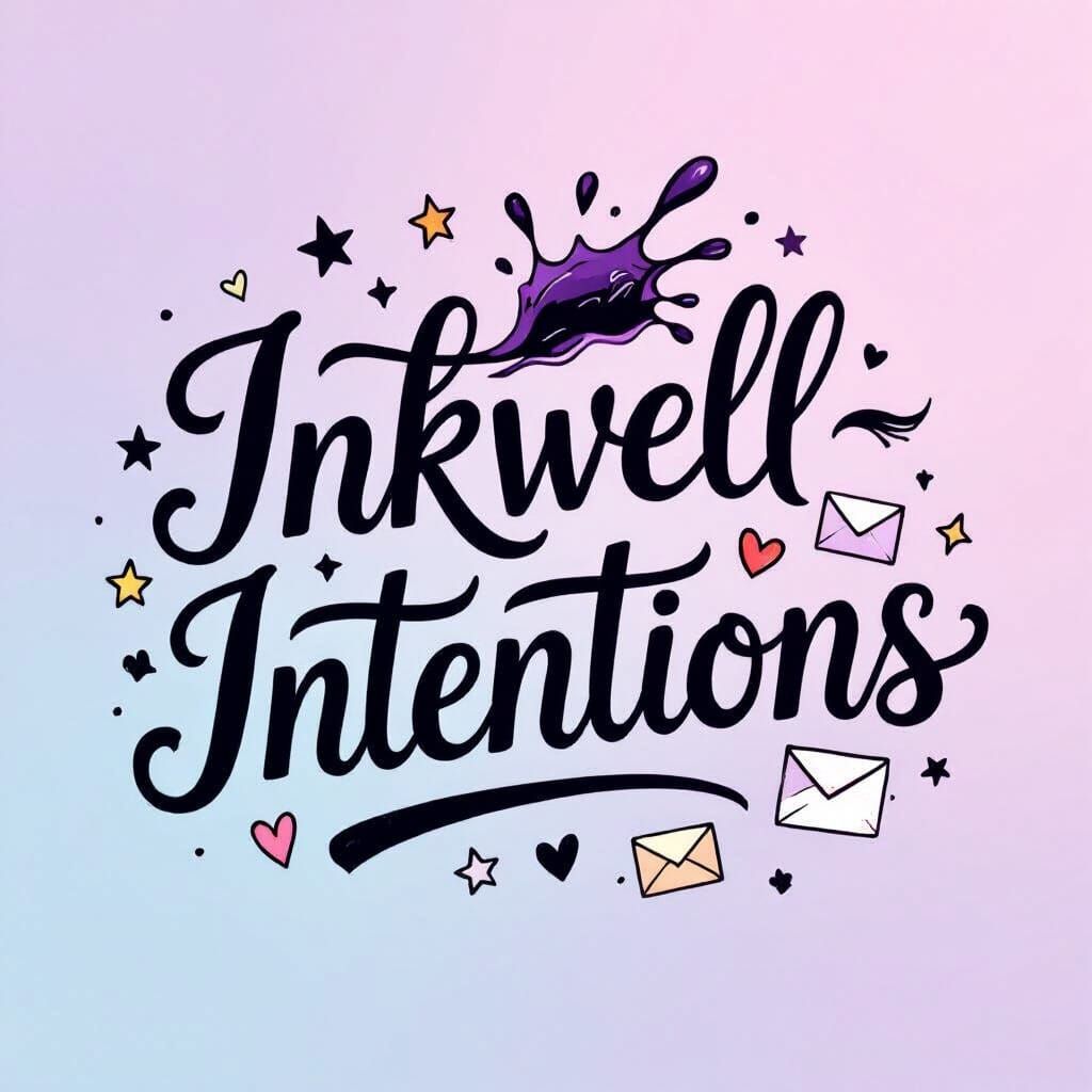 Inkwellintentions Banner with Pastel Gradient and Ink Graphi...
