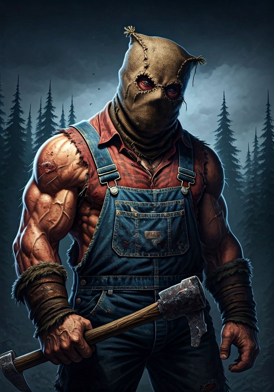 Hillbilly Warrior with Pickaxe in Dark Fantasy Style
