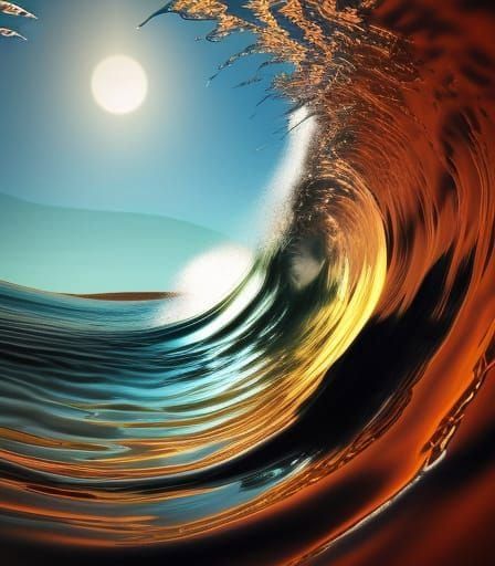 Psychedelic Sunset Inside a Wave, Hyperrealistic 8K