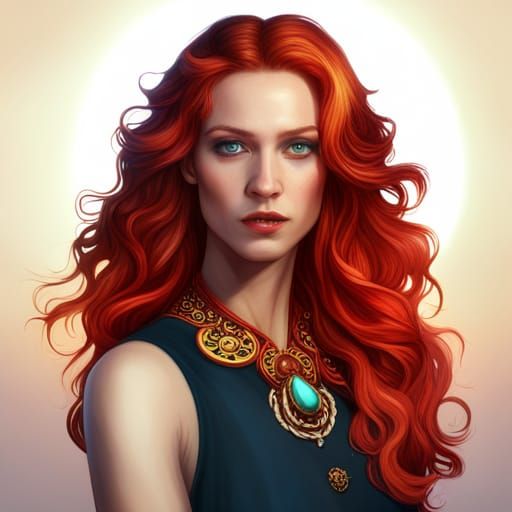 Woman with Red Hair: Fantasy Concept Art