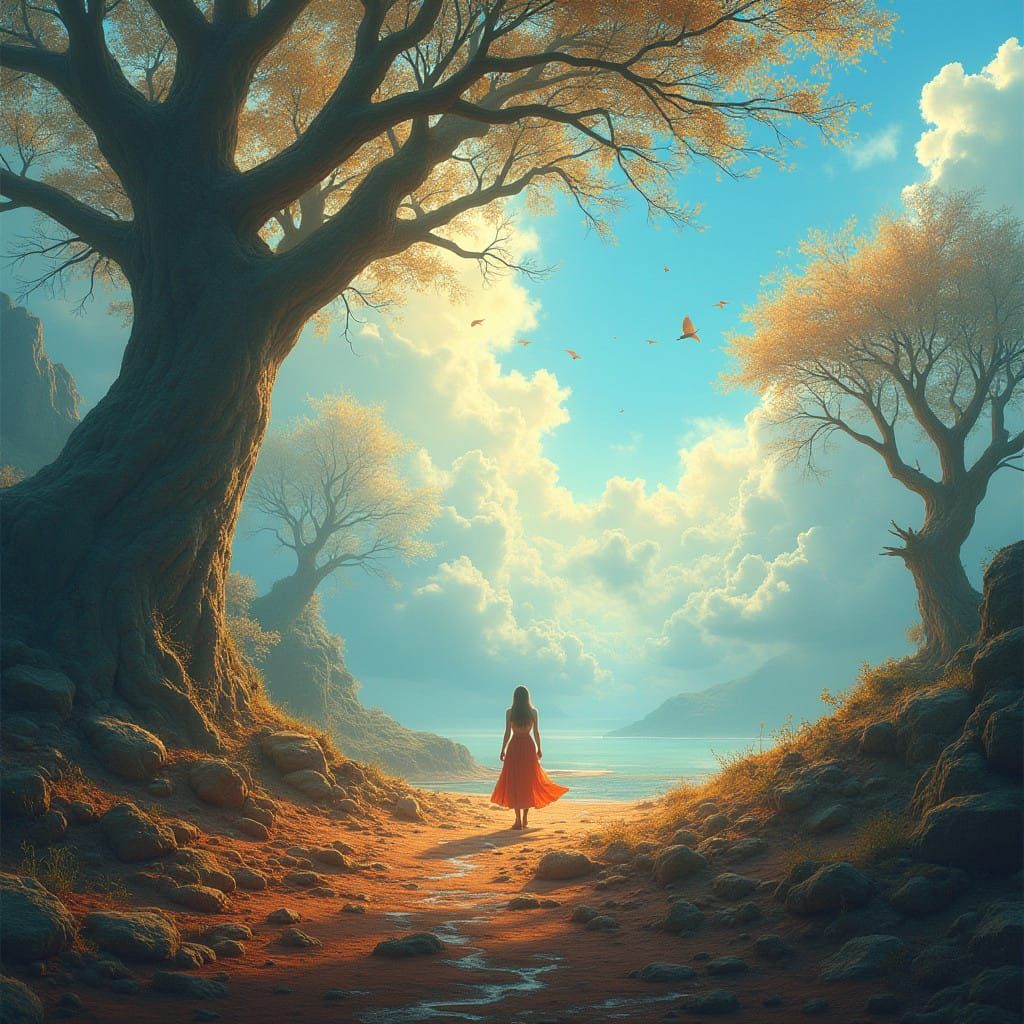 Mystical Wind Spirits Dance in an Ethereal Landscape