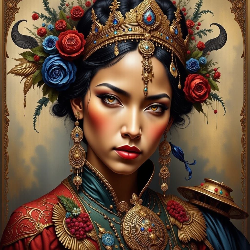 Elegant Art Deco Portrait with Surreal Flair