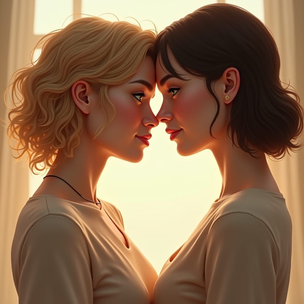 Intimate Portrait of Two Women in Love