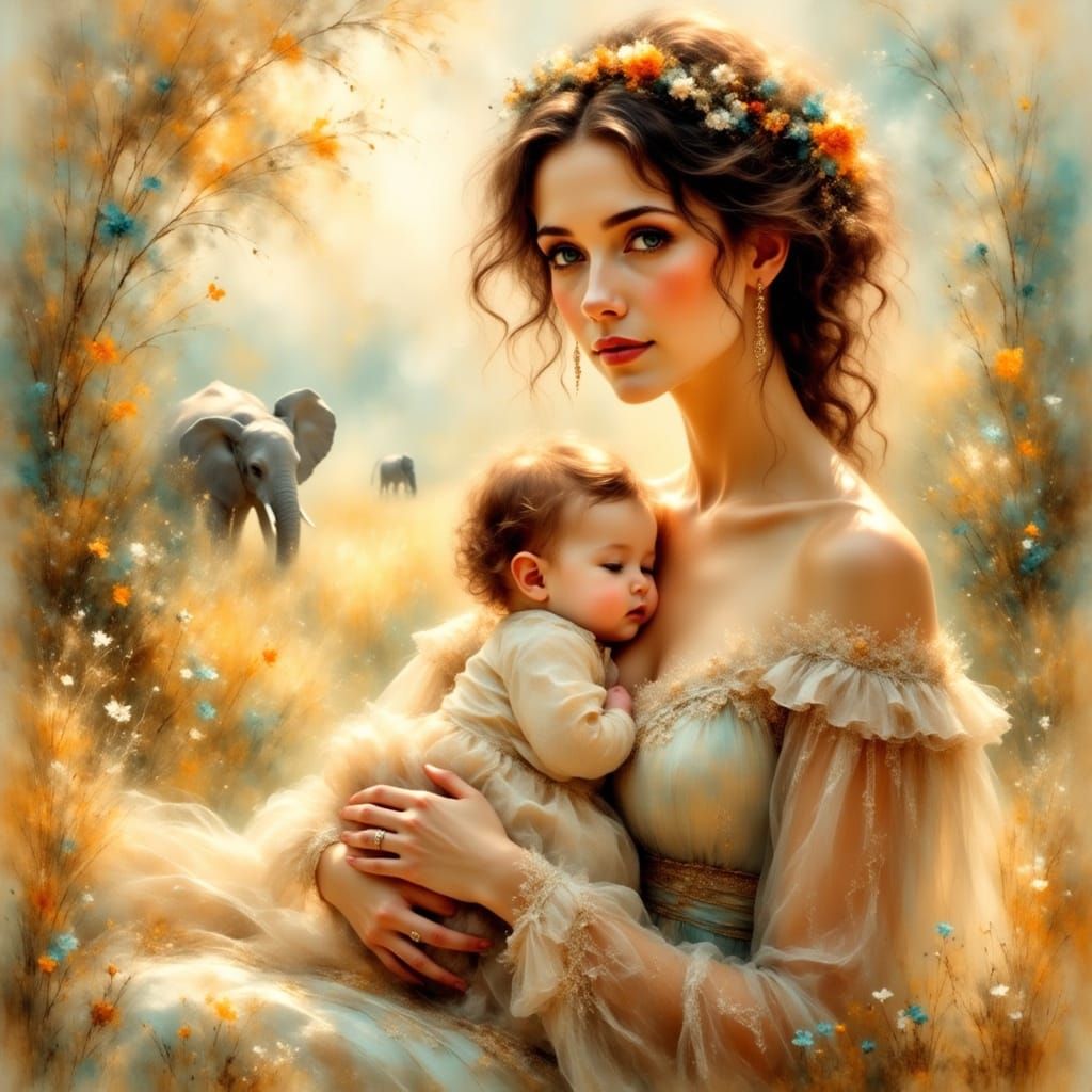 Mother and Child in Impressionist Harmony
