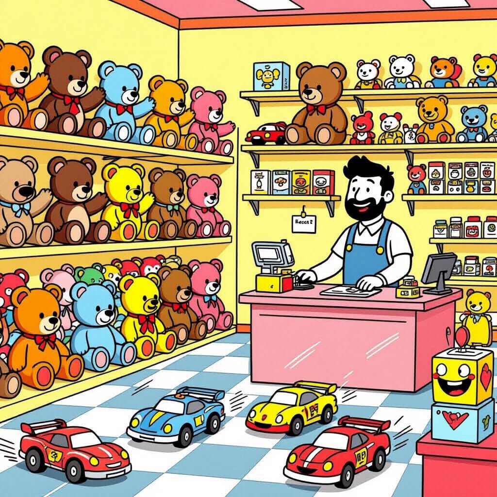 Animated Toy Store Scene in Cartoon Network Style