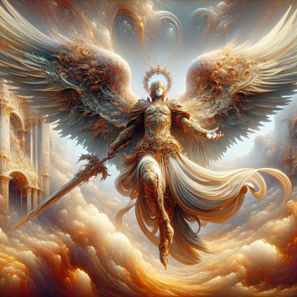 Heavenly Angel Creating Grand Gateway in Fantasy Style