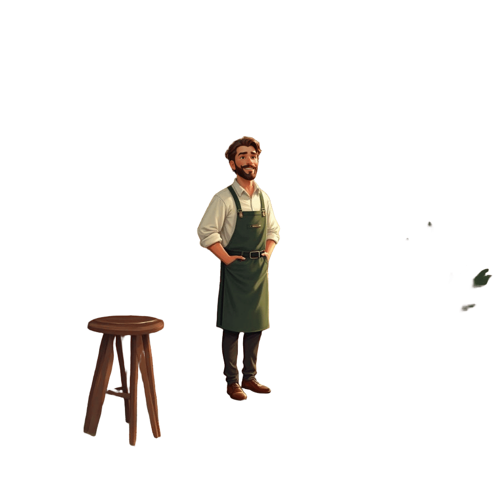 Disney Cartoon of Barista at Cafe