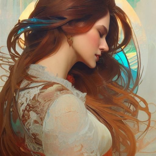 Beautiful Girl with Brown Hair in Dynamic Lighting