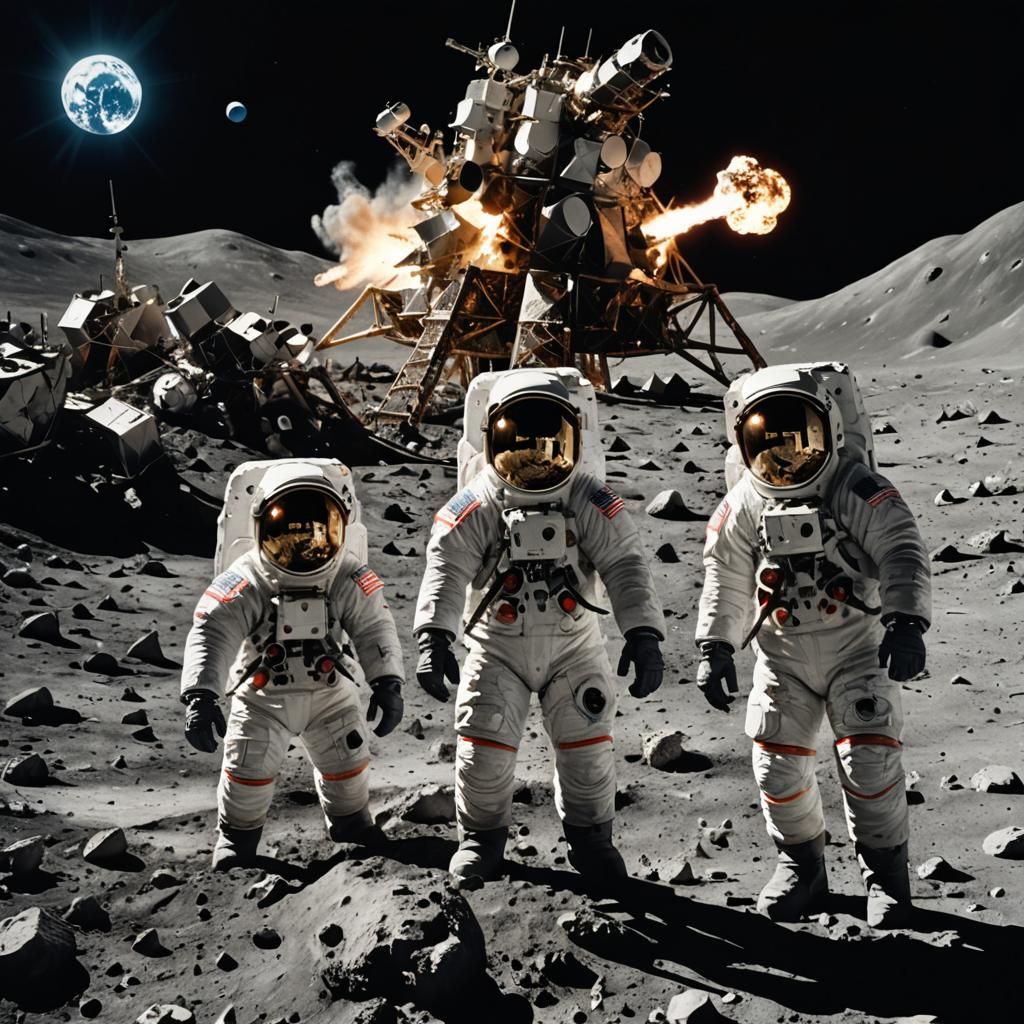 Astronaut Selfie on Moon with Meteor Shower