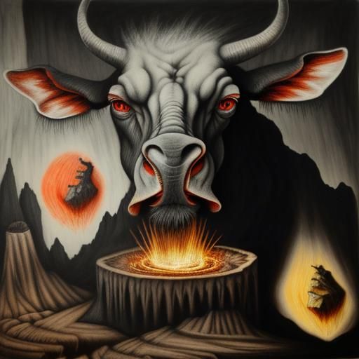 Hyperdetailed Charcoal Cave Painting