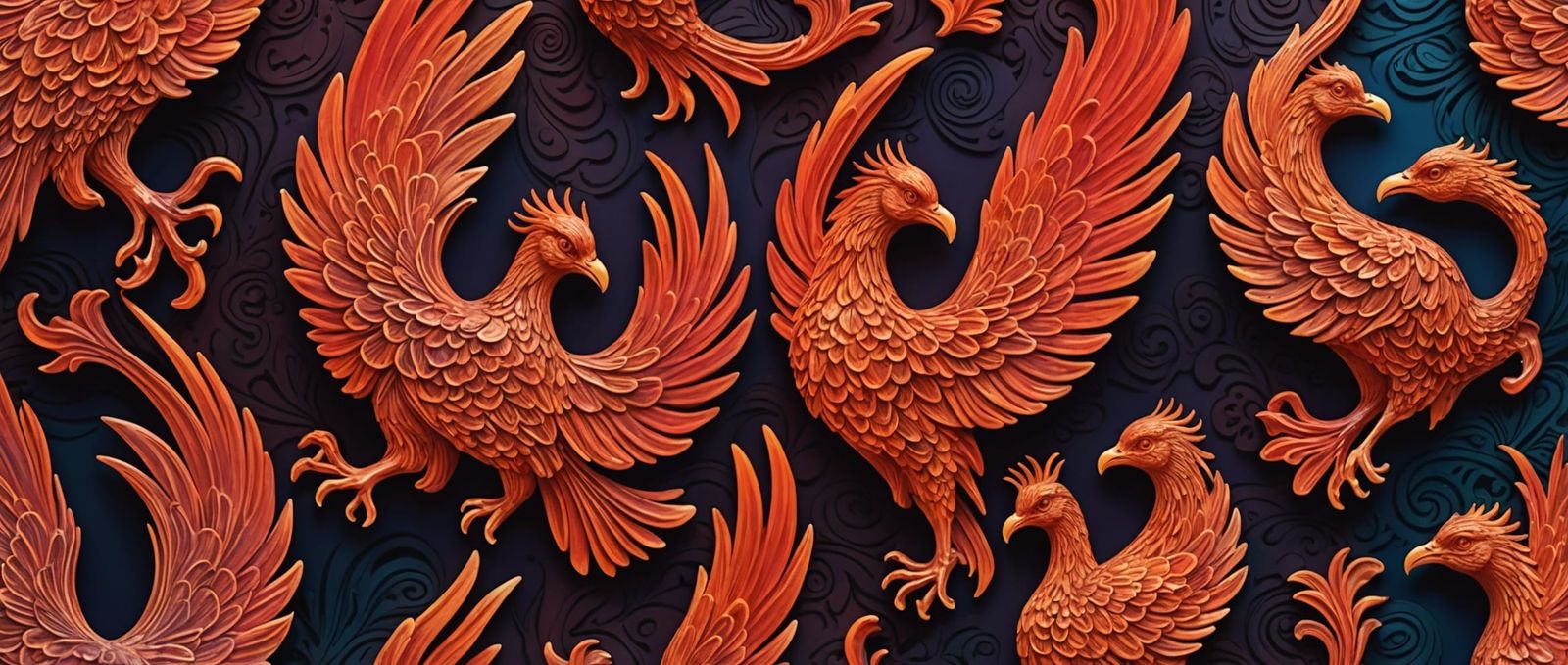 Fiery Opal Phoenix With Red Gradient