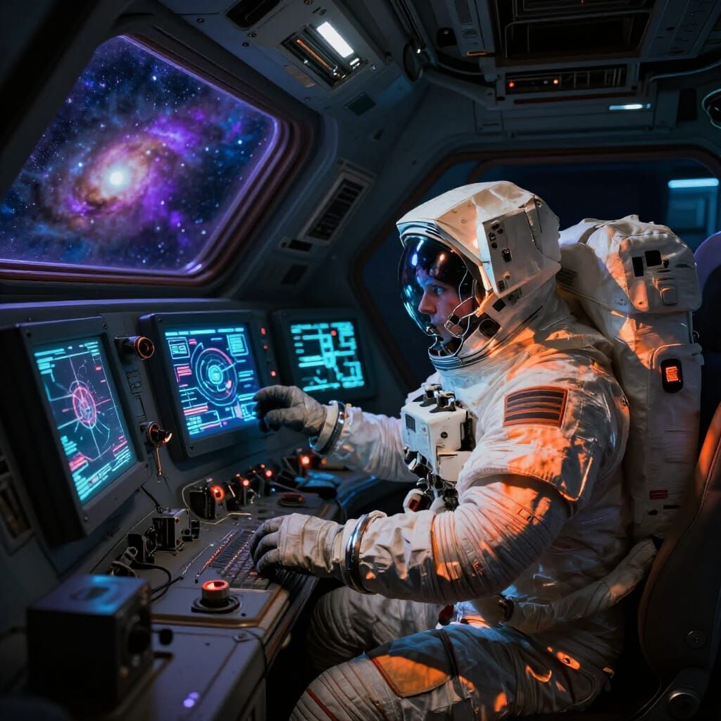 Astronaut Calibrates Space Navigation Gear