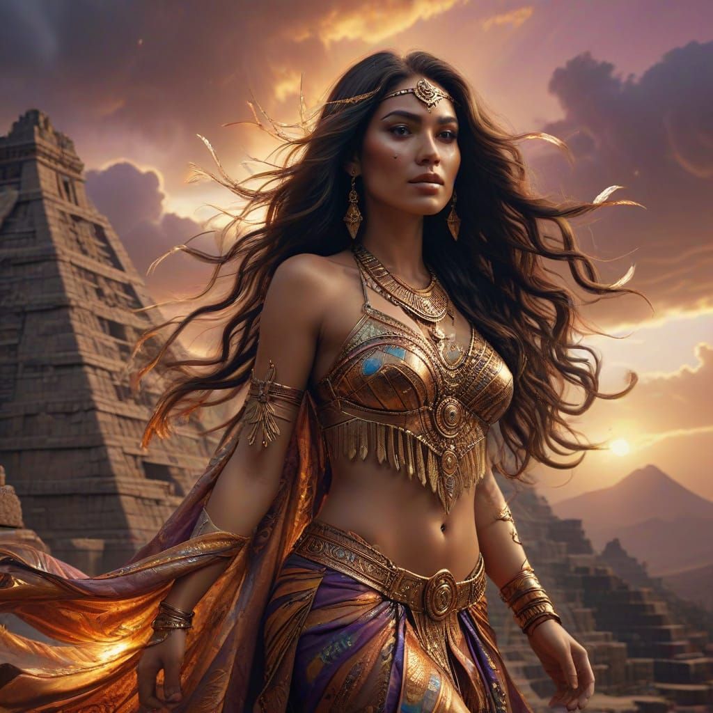 Sensual Latina Goddess in Aztec Paradise