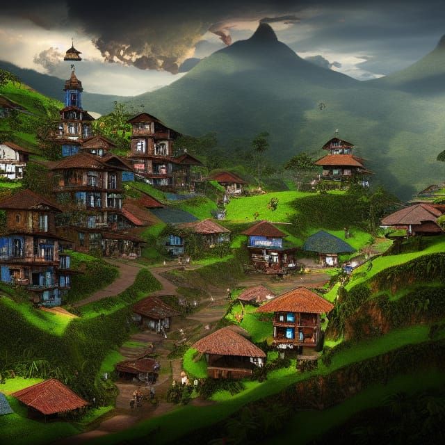 Guatapé, Colombia: Detailed Matte Painting in Unreal Engine