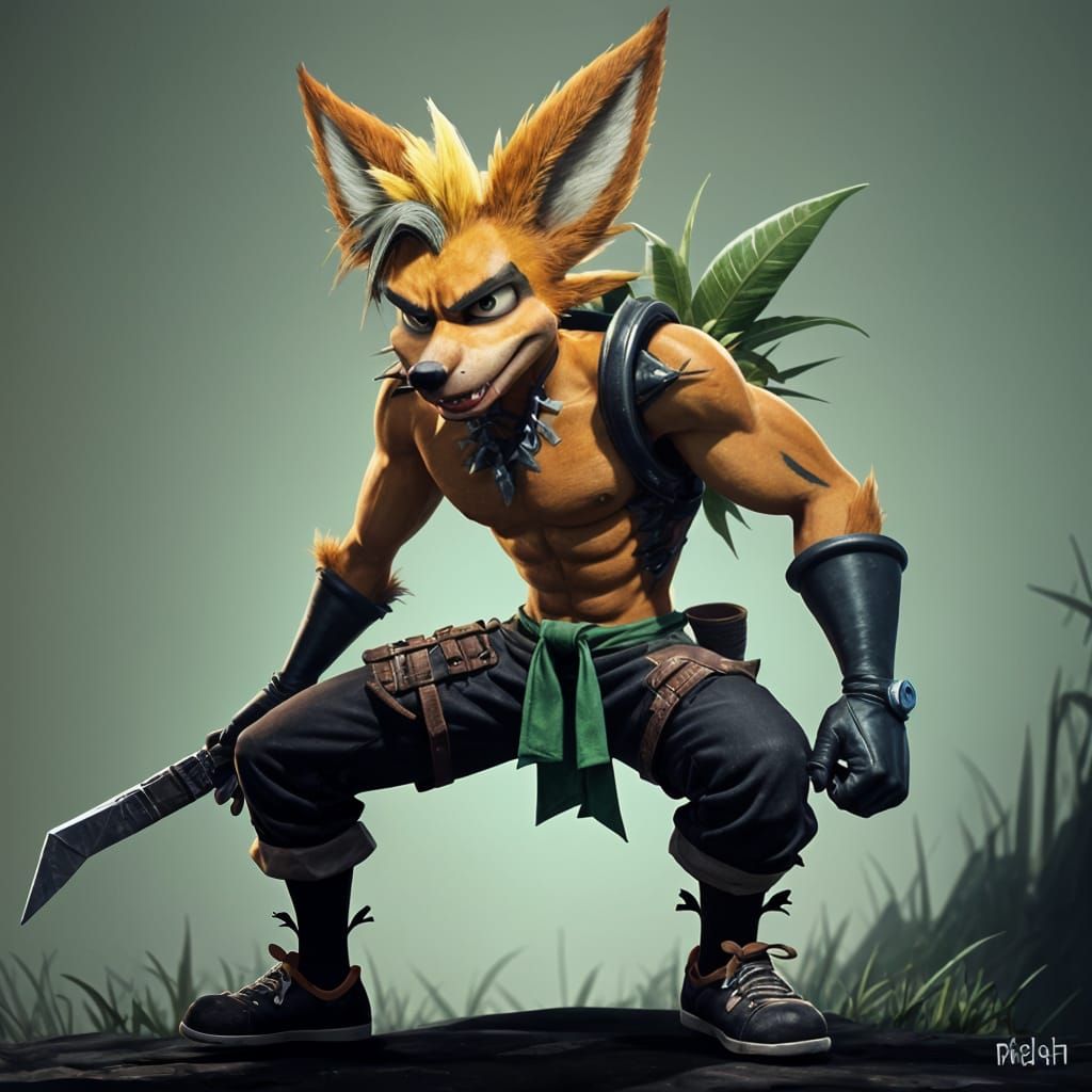 Crash Bandicoot as a Biopunk Ninja