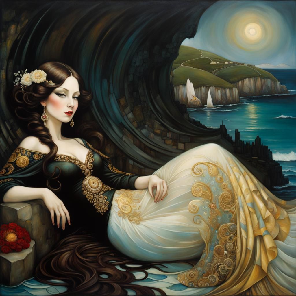 Ornate Seaside Island in Hellenistic Style