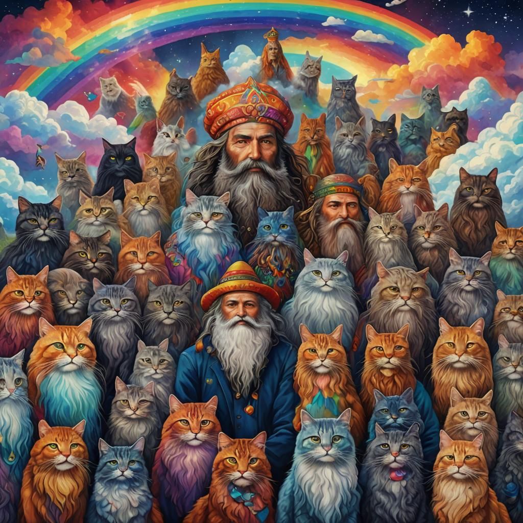 Bearded World: A Cosmic Mixed-Media Illustration