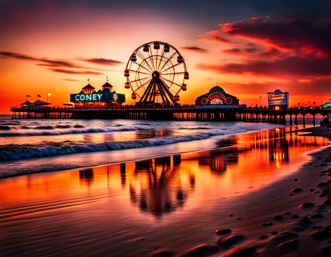 Sunset at Coney Island.
