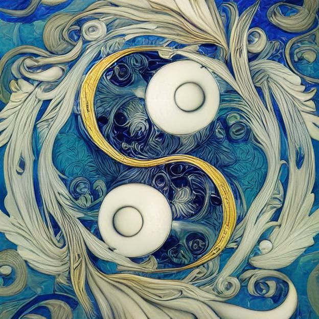Nature's Yin Yang in Art Nouveau Style
