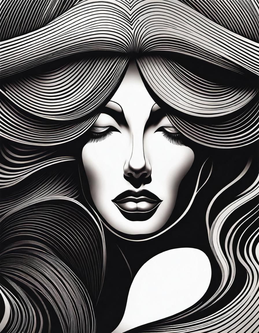 Line art lady