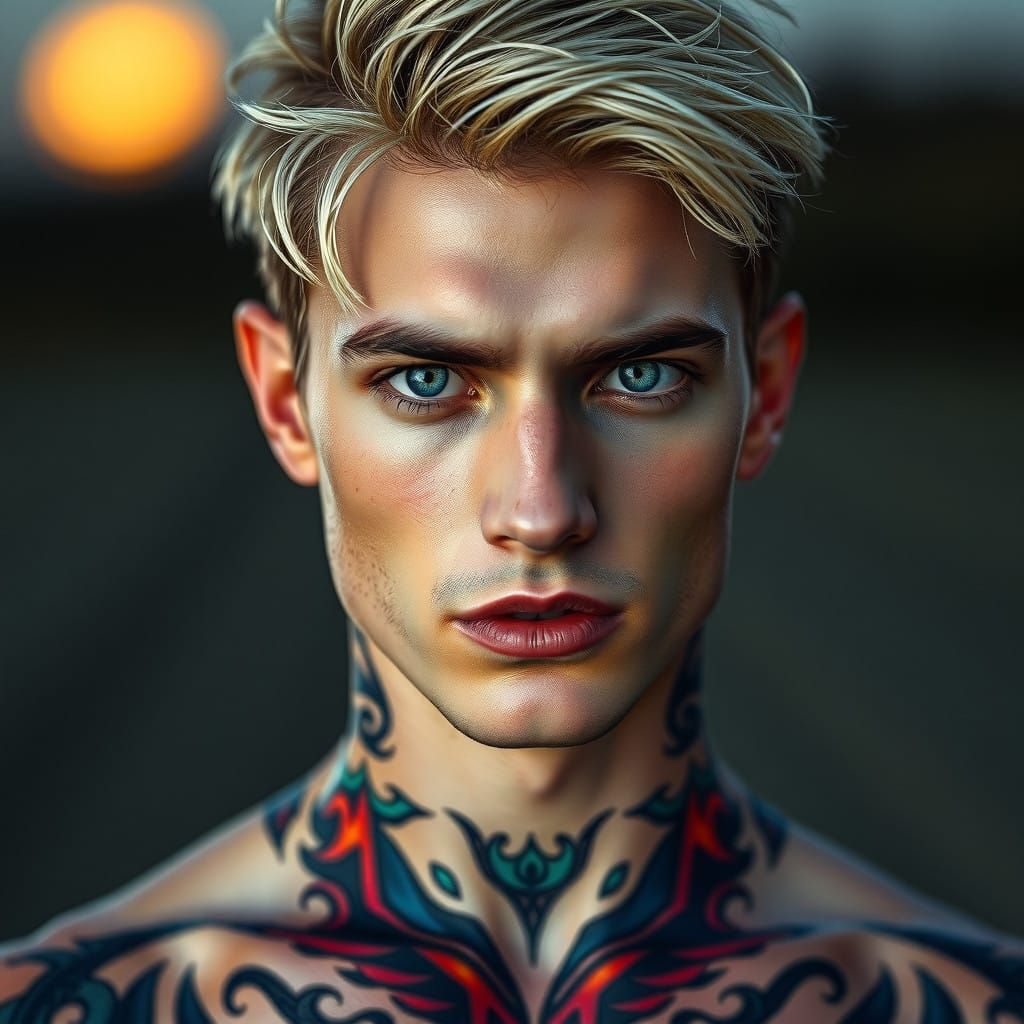 Breathtakingly Handsome Androgynous Model with Chiseled Feat...