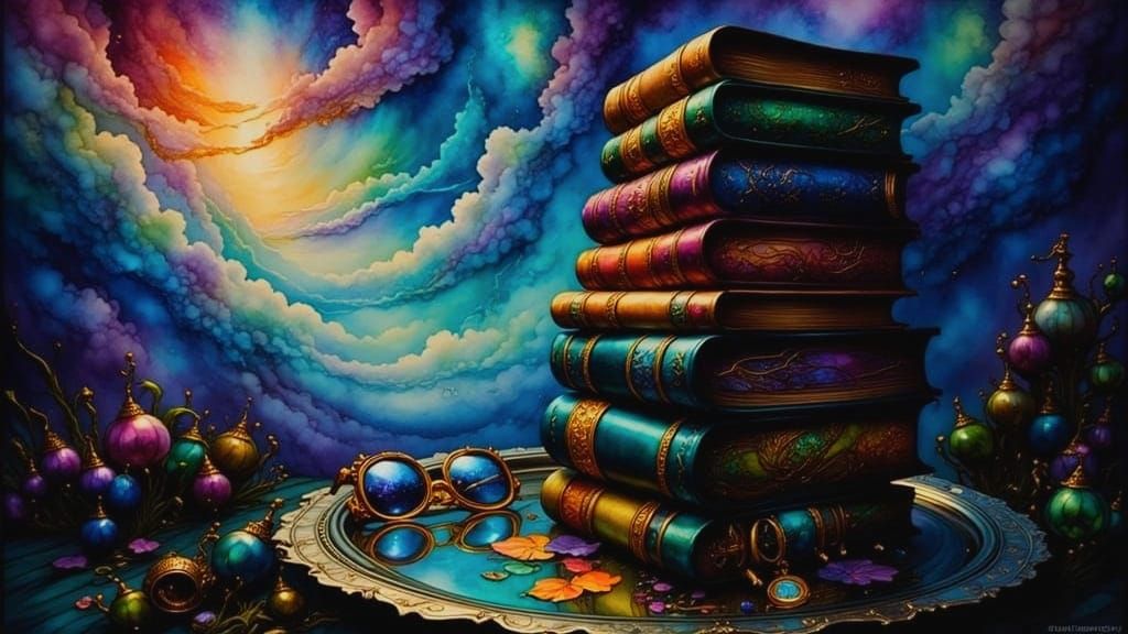 Whimsical Book Stash in Cosmic Realm