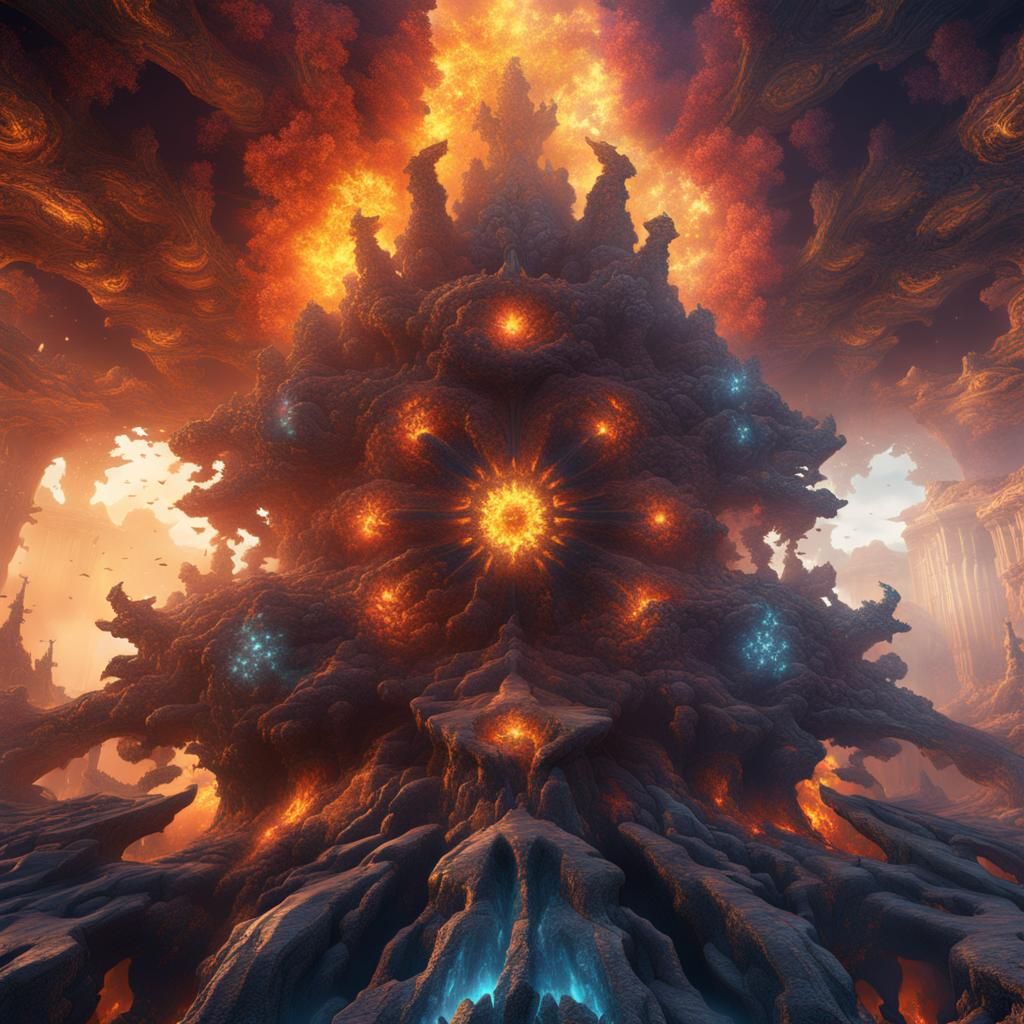 Fantastical Fractal Explosion in Detailed Matte Painting